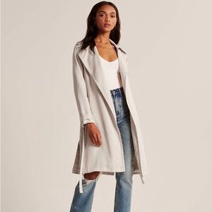 Abercrombie & Fitch Cream Vegan Suede Trench Coat